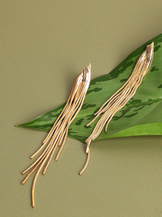 Gold Plated Long Dangle Earrings