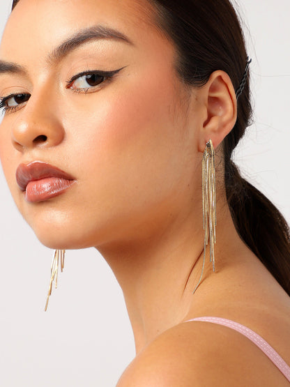 Gold Plated Long Dangle Earrings
