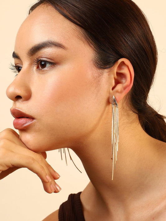 Gold Plated Long Dangle Earrings