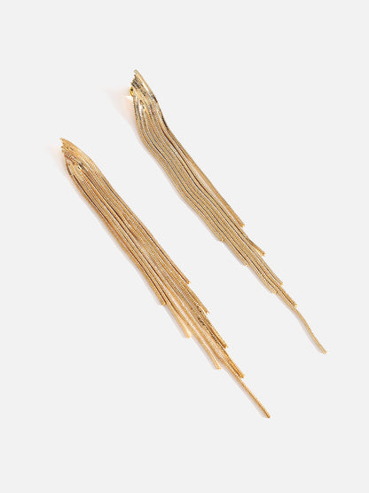 Gold Plated Long Dangle Earrings