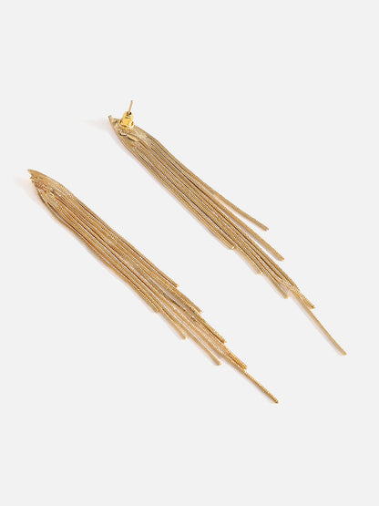 Gold Plated Long Dangle Earrings