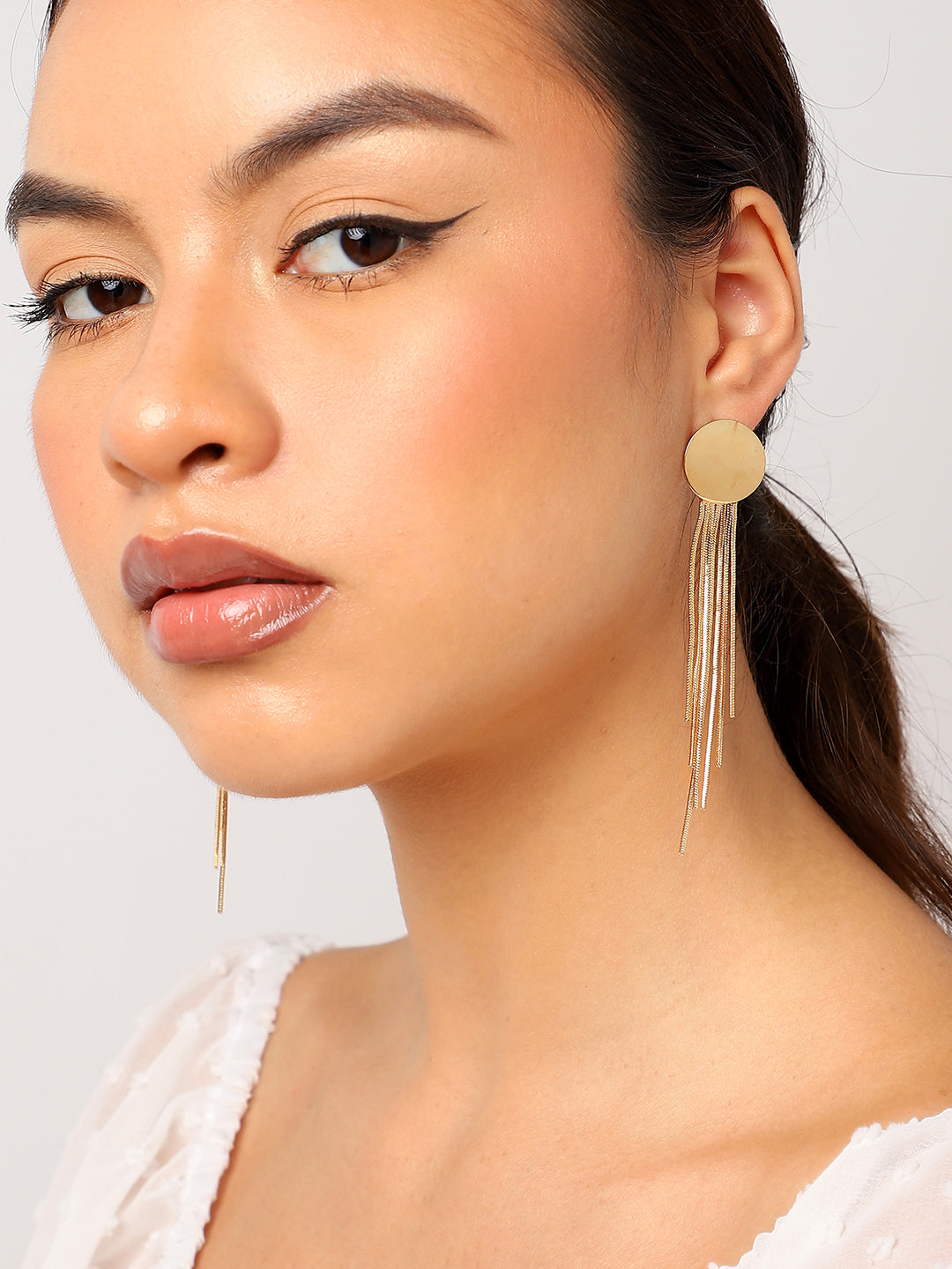 Gold Plated Long Dangle Earrings