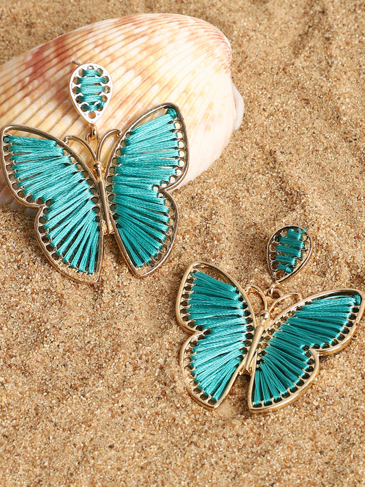 Blue Butterfly Drop Earrings