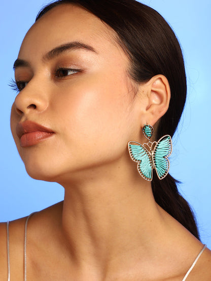 Blue Butterfly Drop Earrings