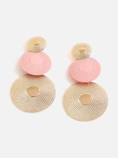 Gold Plated Pink Drop Earrings