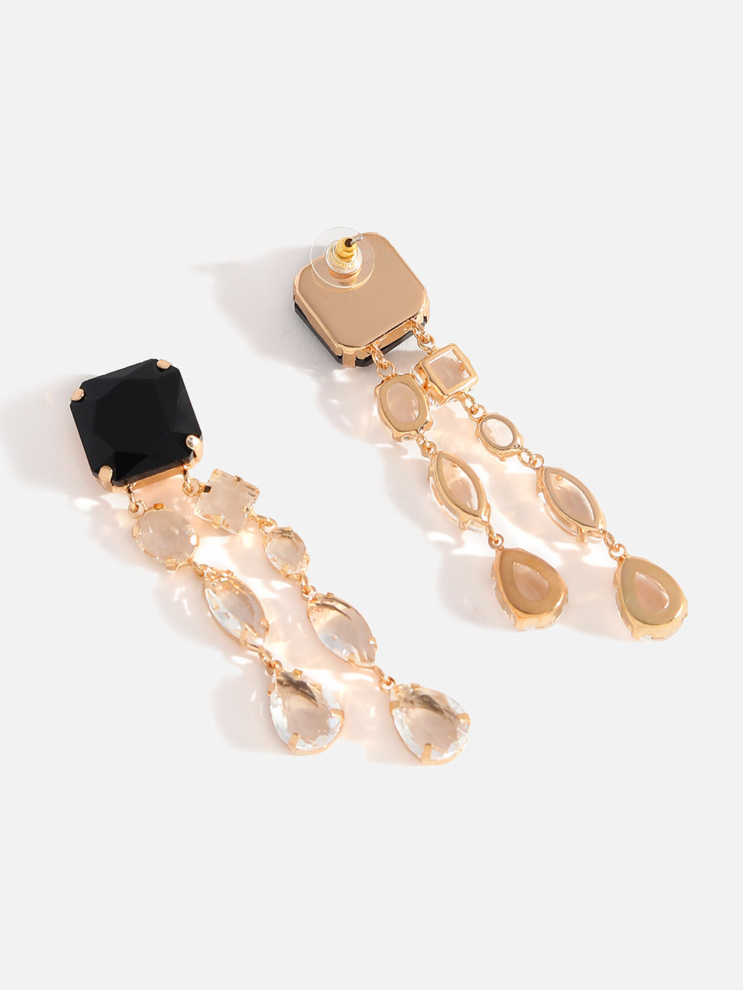 Green Stone Gold Contemporary Drop Earrings