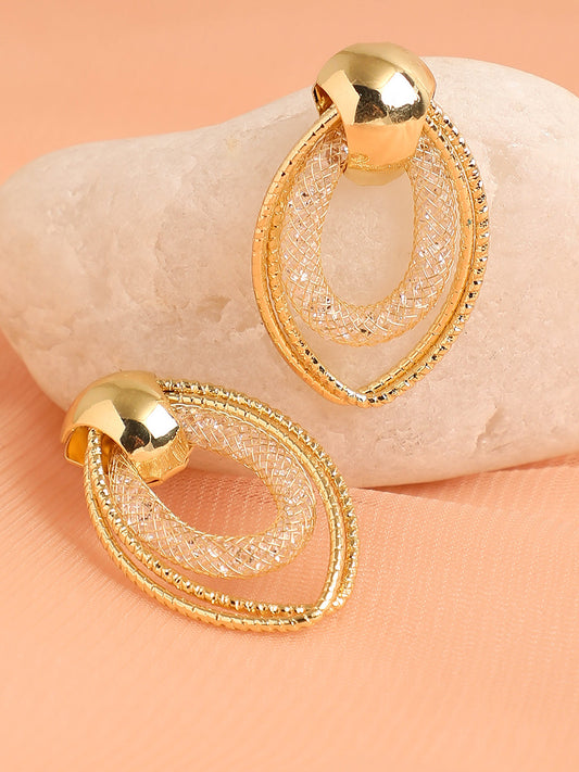 Gold Plated Contemporary Drop Earrings