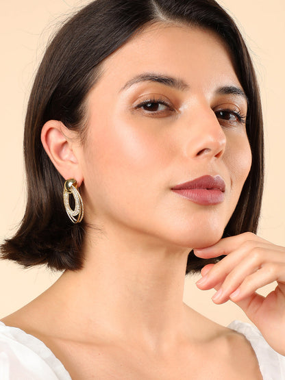 Gold Plated Contemporary Drop Earrings
