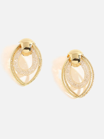 Gold Plated Contemporary Drop Earrings