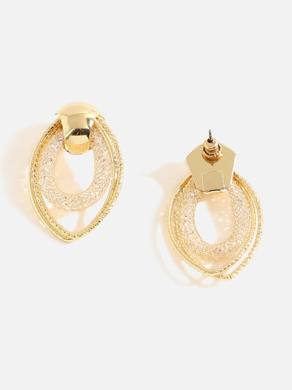 Gold Plated Contemporary Drop Earrings