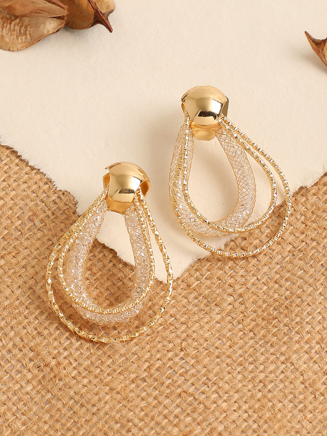 Gold Plated Contemporary Drop Earrings
