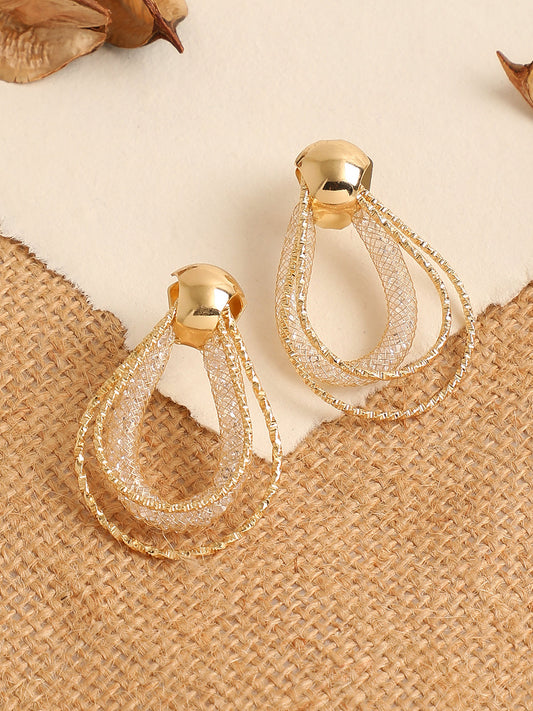 Gold Plated Contemporary Drop Earrings