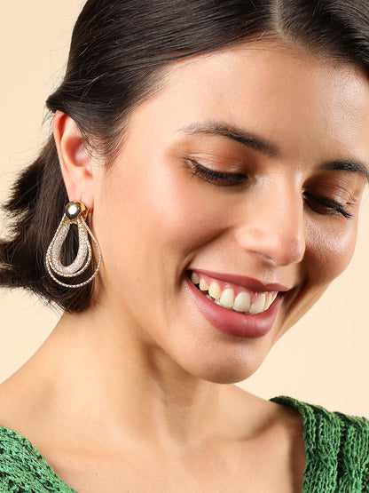 Gold Plated Contemporary Drop Earrings