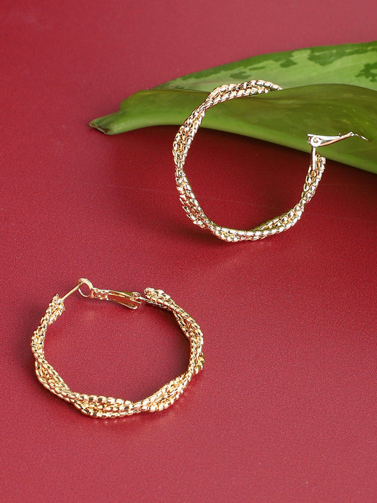 Gold Plated Contemporary Hoop Earrings
