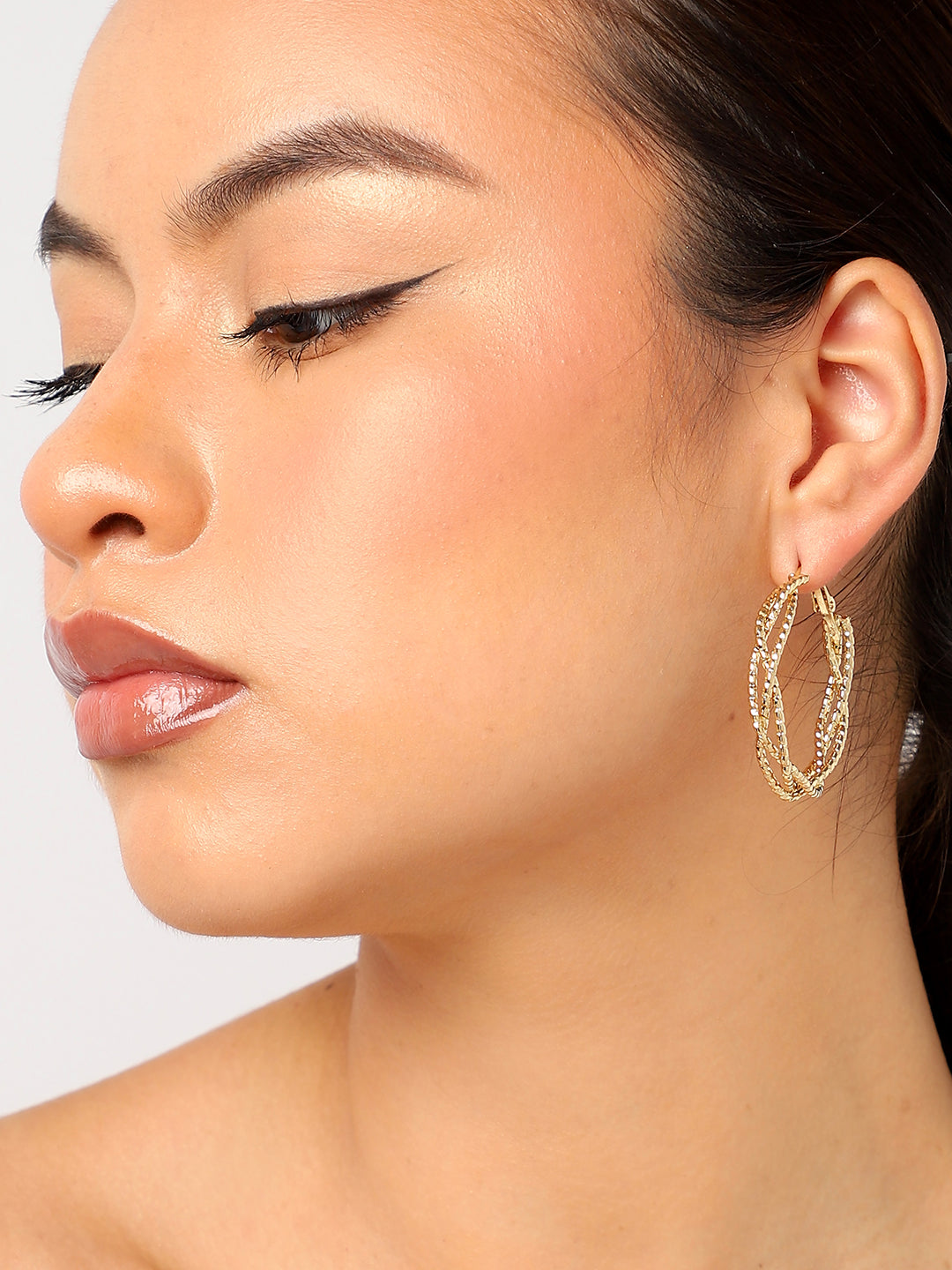 Gold Plated Contemporary Hoop Earrings
