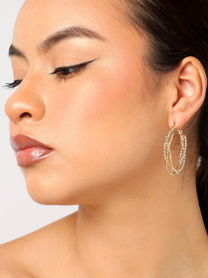 Gold Plated Contemporary Hoop Earrings