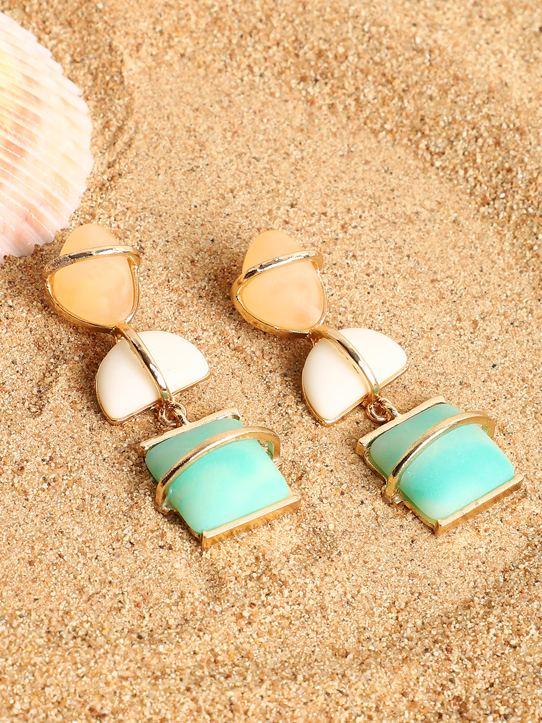 Multi Colour Stone Drop Earrings