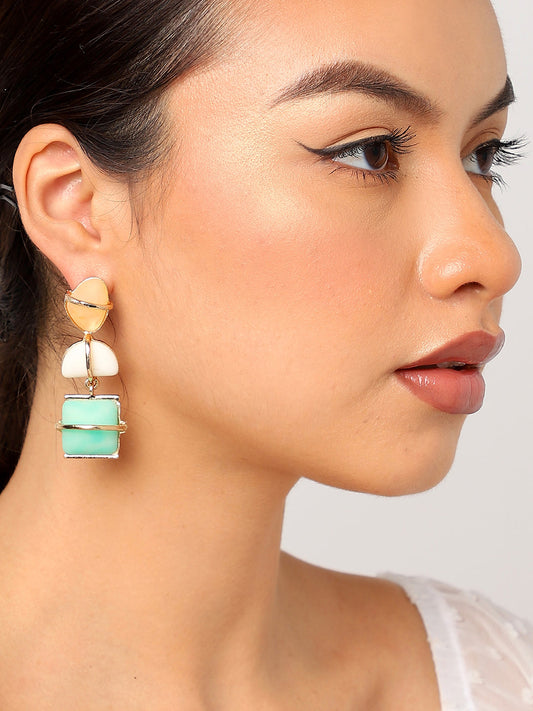 Multi Colour Stone Drop Earrings