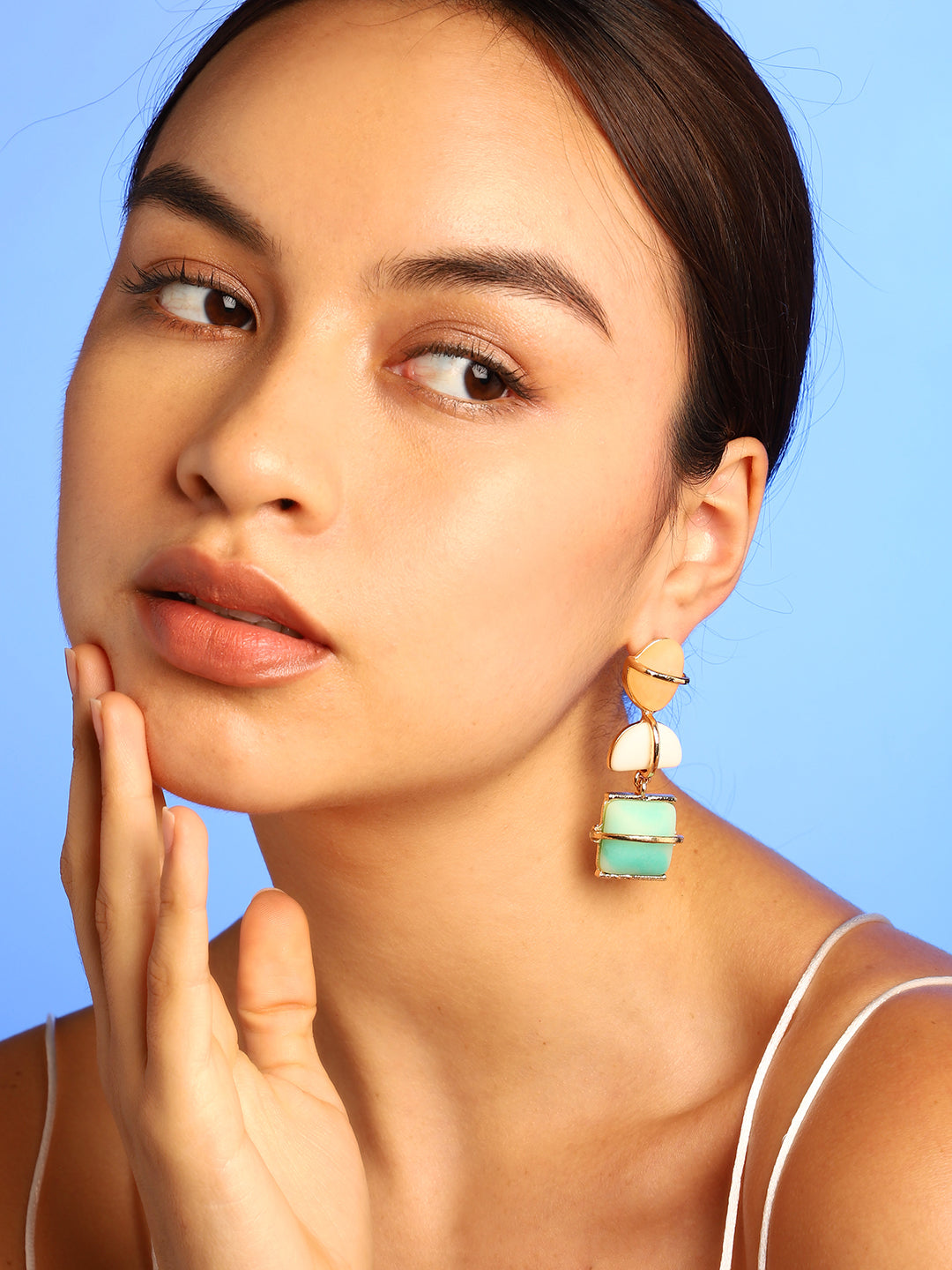 Multi Colour Stone Drop Earrings