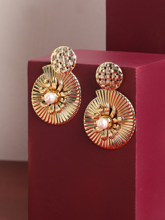 Gold Plated Contemporary Drop Earrings