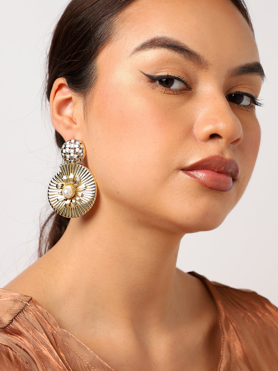 Gold Plated Contemporary Drop Earrings
