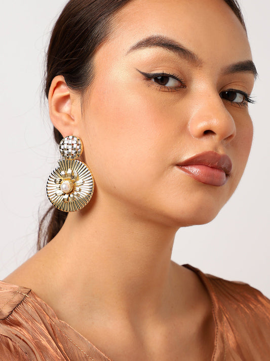 Gold Plated Contemporary Drop Earrings