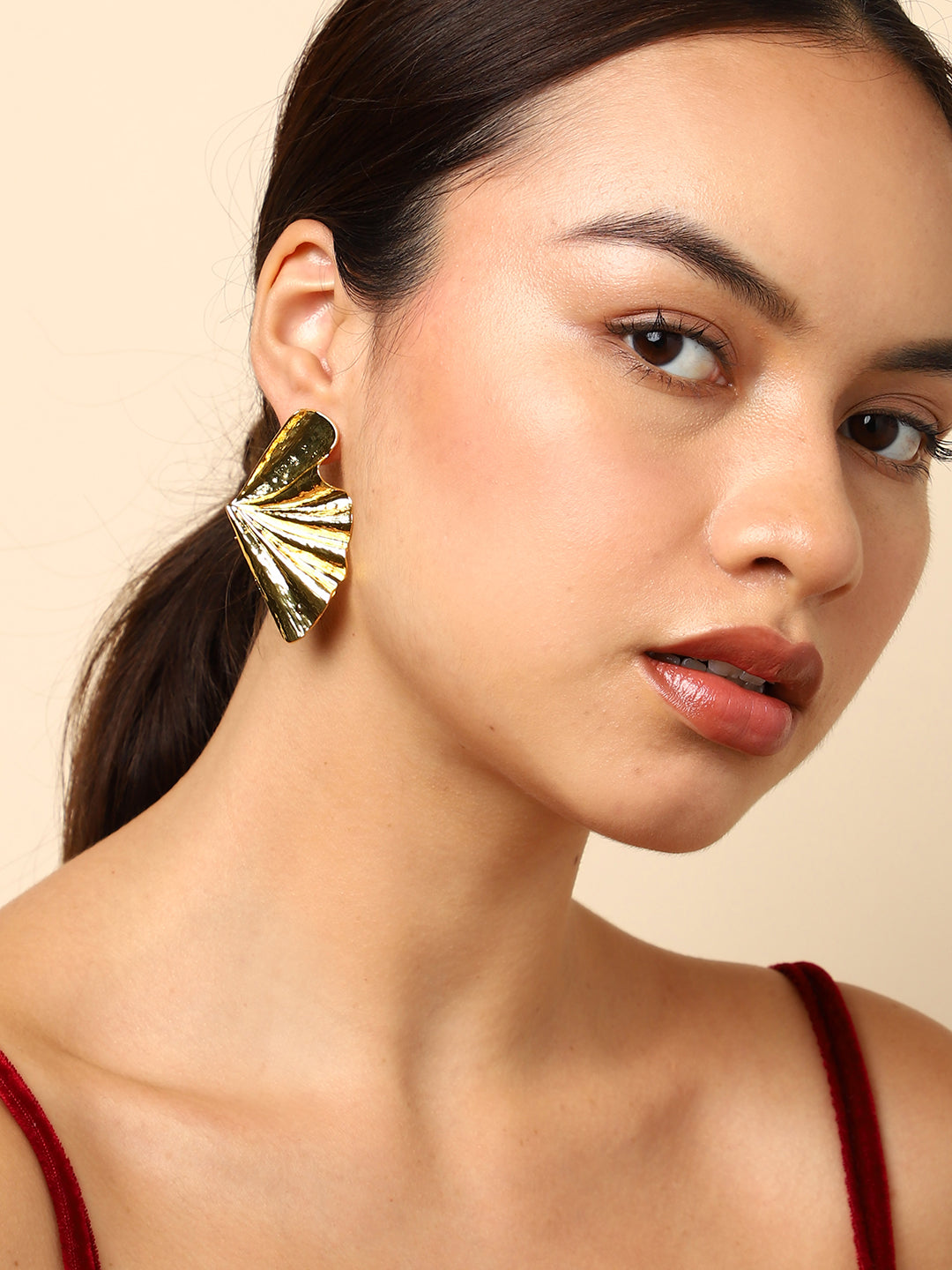 Gold Plated Contemporary Stud Earrings