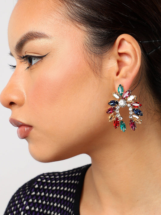 Multi Colour Stones Stud Earrings