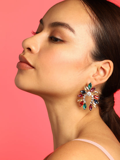 Multi Colour Stones Stud Earrings