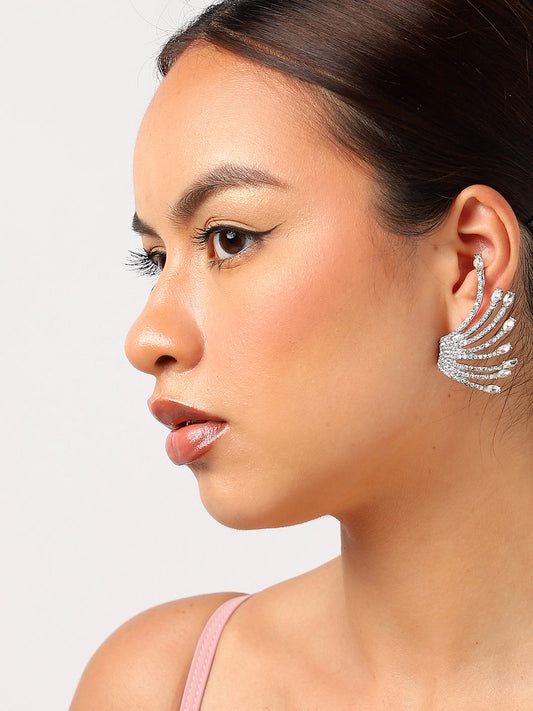 Silver Plated Rhinestones Ear Cuff