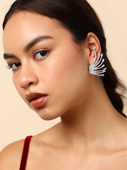 Silver Plated Rhinestones Ear Cuff