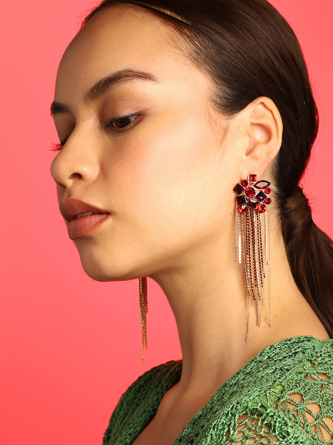 Multi Colour Gold Plated Dangler Earrings