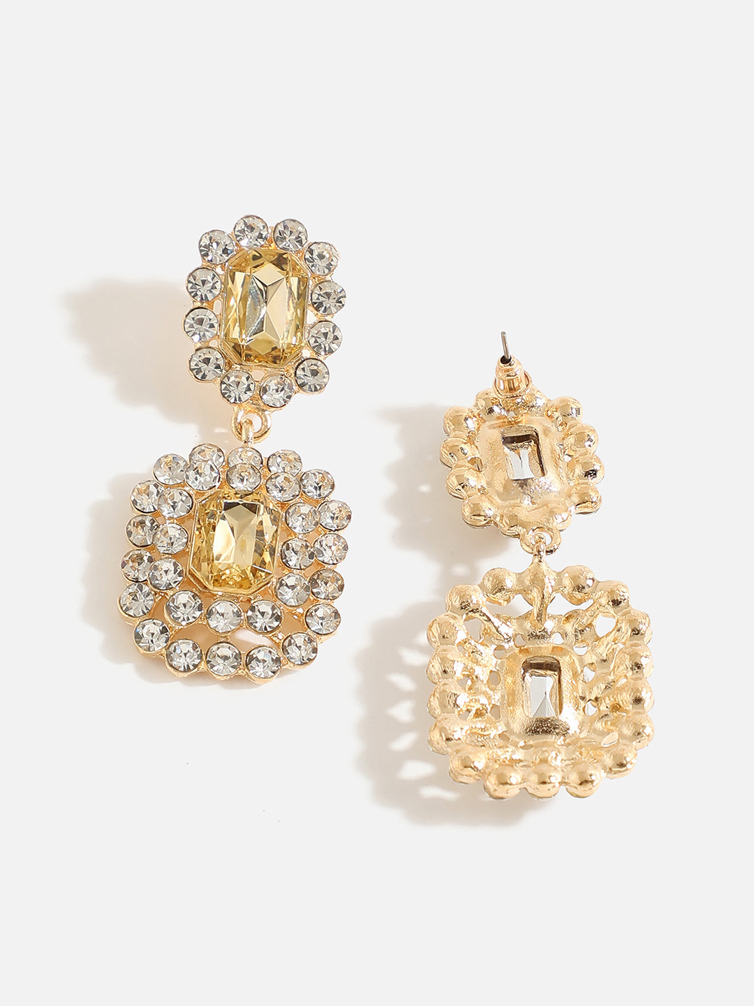 Gold Plated Rhinestones Drop Earrings