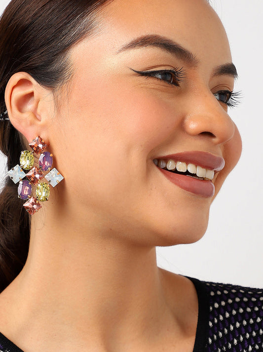 Multi Colour Stones Stud Earrings