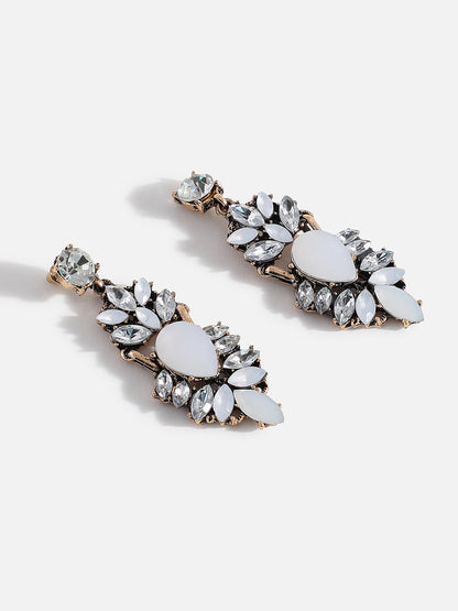 Gold Plated White Stone Drop Earrings