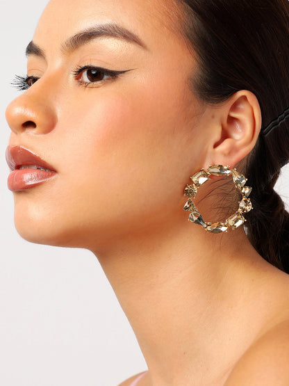 Gold Stone Designer Stud Earrings