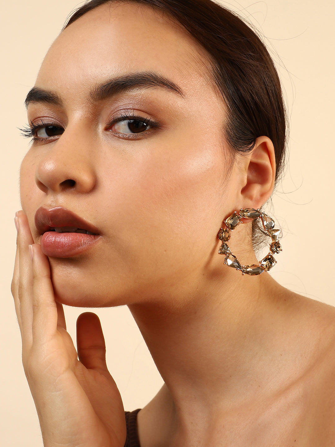 Gold Stone Designer Stud Earrings
