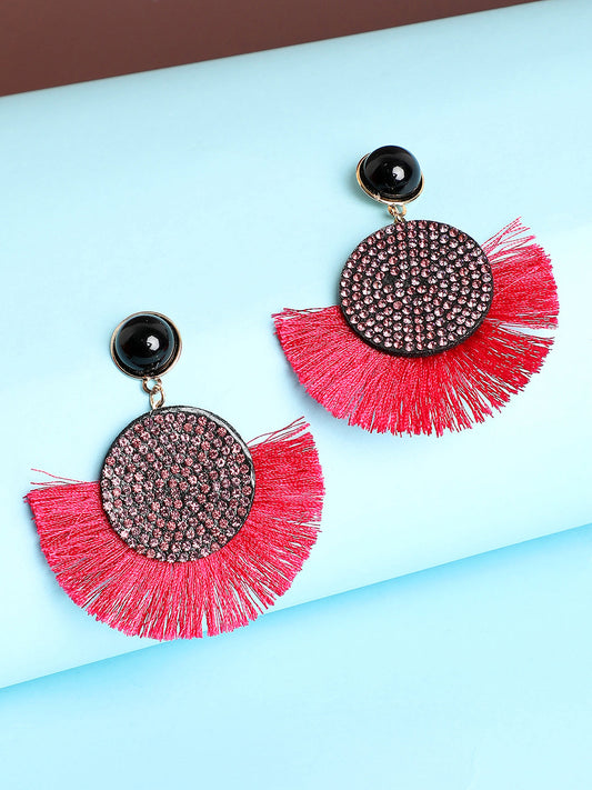 Pink & Black Tassle Earrings