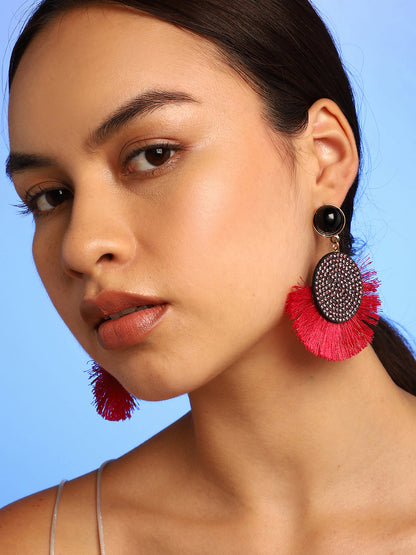 Pink & Black Tassle Earrings