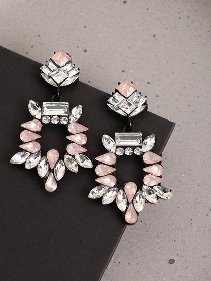 Multi Colour Black Finish Drop Earrings