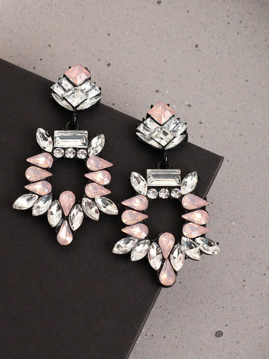 Multi Colour Black Finish Drop Earrings