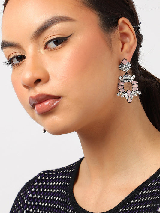 Multi Colour Black Finish Drop Earrings