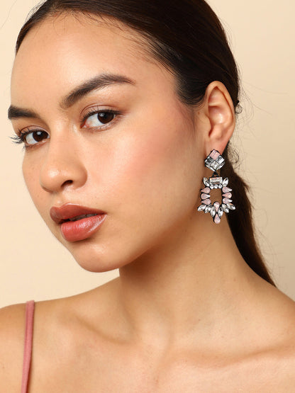 Multi Colour Black Finish Drop Earrings