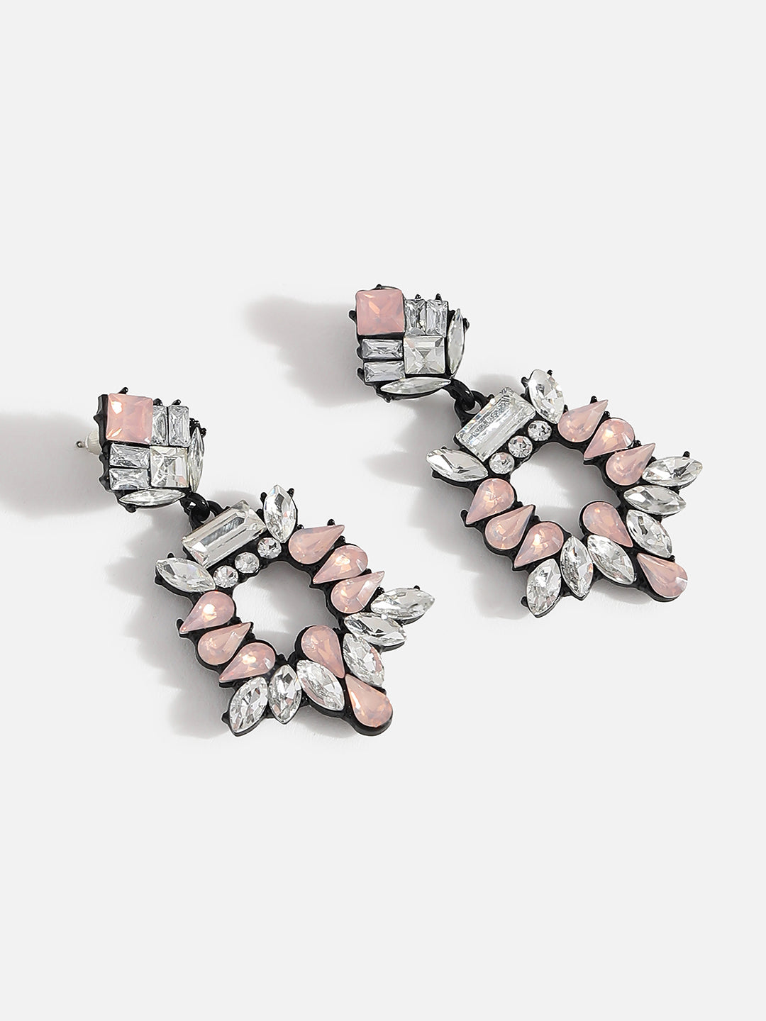 Multi Colour Black Finish Drop Earrings