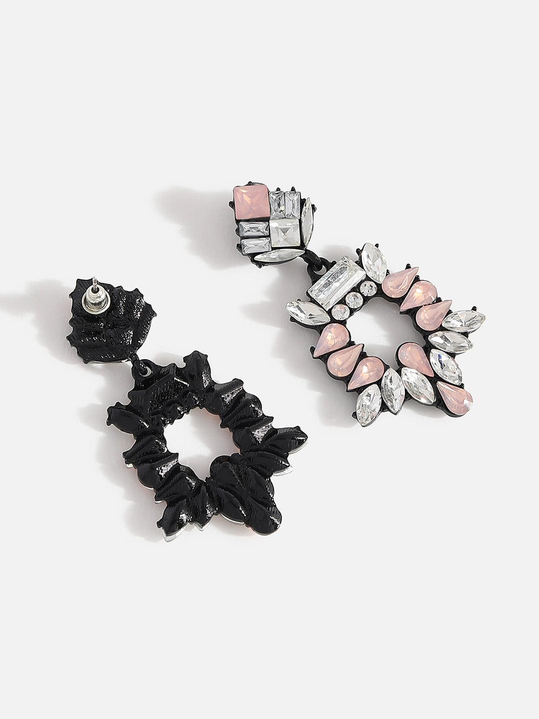 Multi Colour Black Finish Drop Earrings
