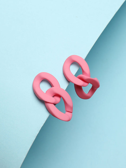 SOHI PINK LINK EARRINGS