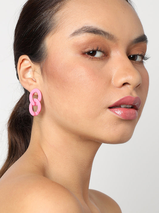 SOHI PINK LINK EARRINGS