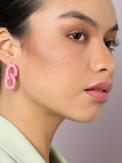 SOHI PINK LINK EARRINGS