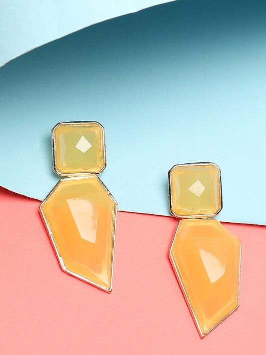 SOHI YELLOW STONES ABSTARCT DROP EARRINGS