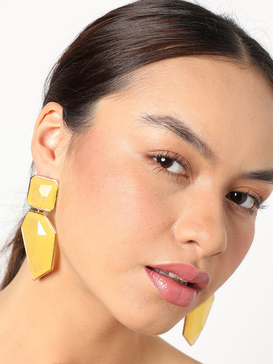 SOHI YELLOW STONES ABSTARCT DROP EARRINGS